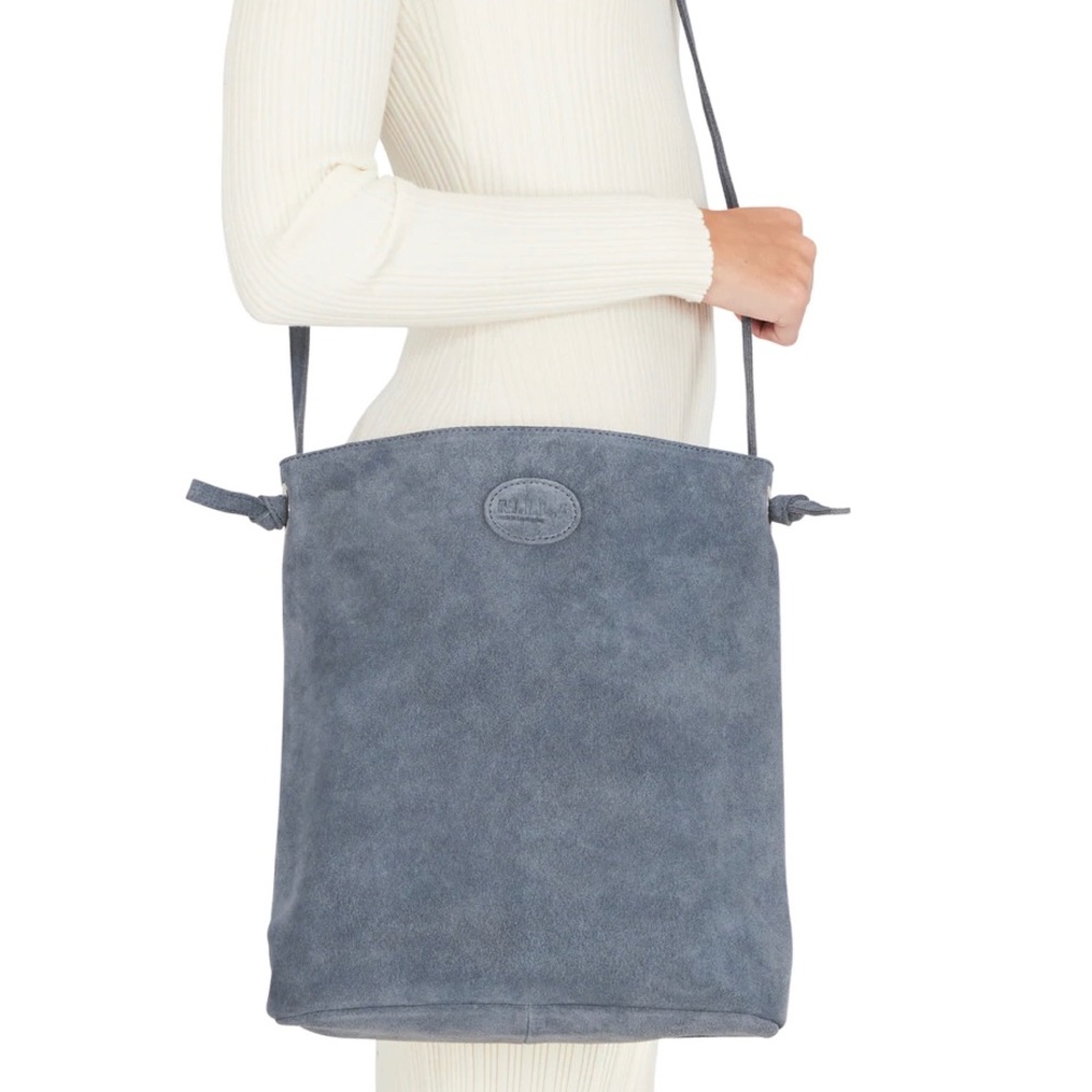 M.I.L.A Luxury Crossbody Bag - 100% Genuine Suede Leather - Slate Blue $598